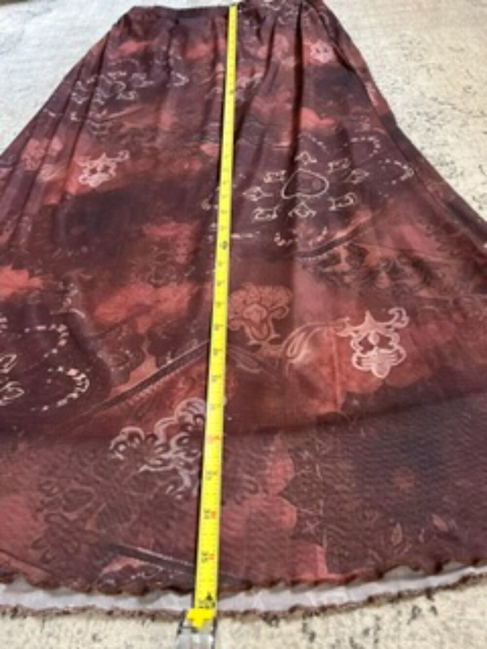 🧡3/$15 NWOT Mesh Floral Bohemian High Waisted Flowy Midi Skirt M - Picture 5 of 8